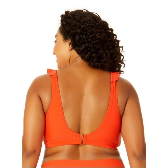 Bikini, Ruffled Plunge Top & Mid Rise High Cut Bottoms Swimsuit 2-Piece Size 3X - Picture 6 of 10